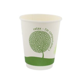 8oz Compostable DW White Coffee Cup