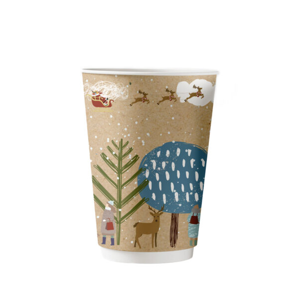 12oz compostable christmas coffee cup