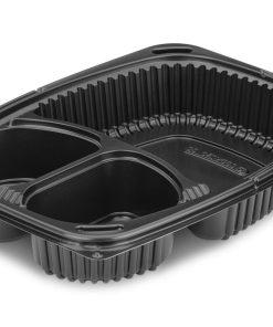 34oz Black 3 Compartment Microwaveable Container X 320